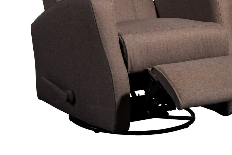 Fauteuil berçant, pivotant et inclinable Nyla de 30 po en tissu d’apparence lin - brun