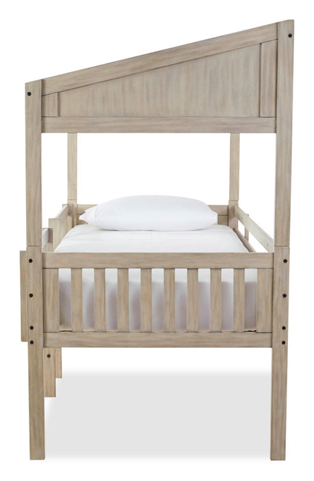 Lit mezzanine Colt avec toit, garde-corps et échelle pour enfants, naturel - format lit simple