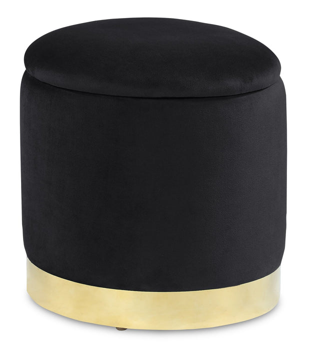 Pouf de rangement Phebe de 16,5 po avec base à bordures dorées - noir