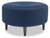 Pouf personnalisable The Curve de Sofa Lab de 31 po fabriqué au Canada en tissu d’apparence lin - bleu Pax Navy