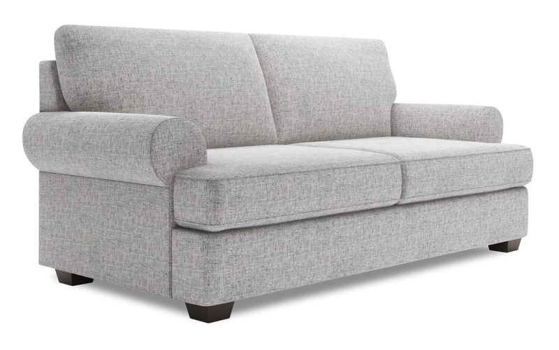 Sofa personnalisable Roll de Sofa Lab de 76 po de format condo fabriqué au Canada en tissu d’apparence lin avec accoudoirs enroulés - gris Luna Domino