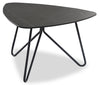Table de bout triangulaire moderne Hamilton de 29,72 po - dessus en imitation de marbre gris avec pattes en métal noir