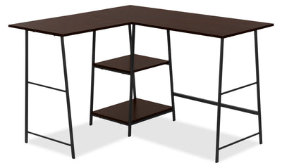 Evlin 42" L-Shaped Office Desk with Shelves - Espresso|Bureau en forme de L Evlin de 42 po à tablettes - espresso