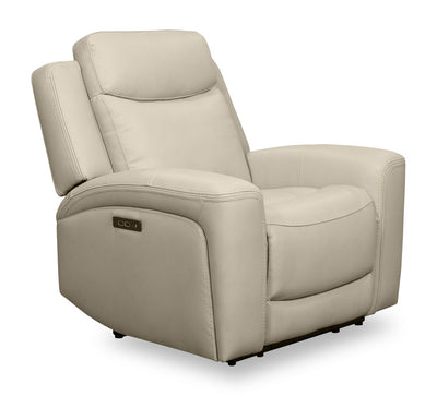 Scott Living Prescott 42.5" Genuine Leather Power Reclining Chair with Power Headrest - Platinum Grey | Fauteuil à inclinaison électrique Prescott de Scott Living de 42,5 po en cuir véritable avec appuie-tête électrique - gris platine