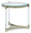 Table de bout ronde moderne Silas de 25,5 po avec dessus en verre - platine avec métal et acrylique