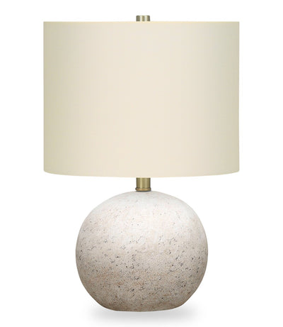 20" Grey Textured Concrete Table Lamp with Linen Shade|Lampe de table de 20 po béton texturé gris avec abat-jour lin