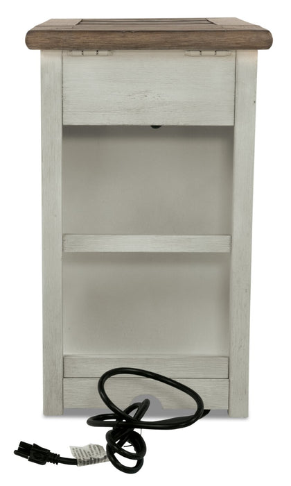 Table de fauteuil rustique Colby de 14 po avec rangement - bois deux teintes