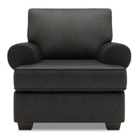 Fauteuil Roll de Sofa Lab de 42 po fabriqué au Canada en tissu d’apparence lin avec accoudoirs enroulés - gris Luna Kohl