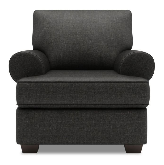 Fauteuil Roll de Sofa Lab personnalisable de 42 po fabriqué au Canada en tissu d’apparence lin avec accoudoirs enroulés - gris Luna Kohl
