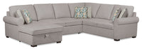 Sofa-lit sectionnel de gauche Haven de Scott Living 3 pièces en tissu de chenille avec fauteuil long de rangement - gris
