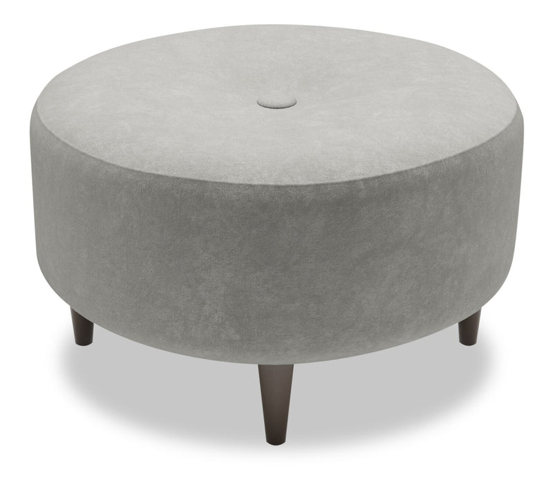 Pouf personnalisable The Curve de Sofa Lab de 31 po fabriqué au Canada en tissu de velours - gris Platinum Grey