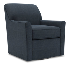 Fauteuil d’appoint pivotant Sofa Lab personnalisable de 31 po fabriqué au Canada en tissu d’apparence lin -  bleu Luna Sailor