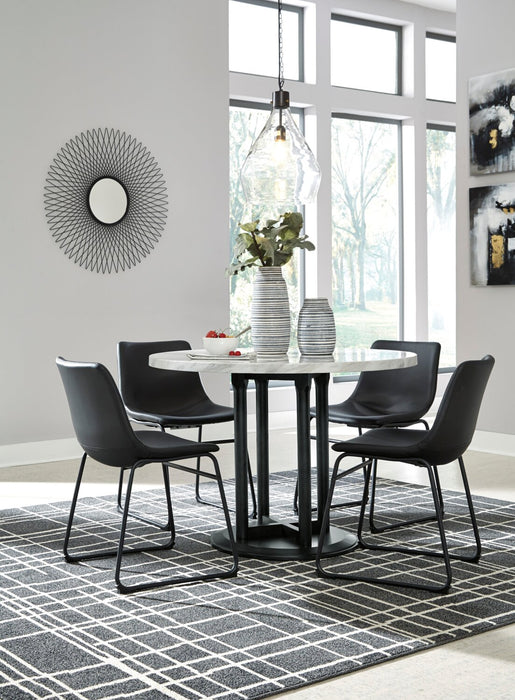 Chaise de salle à manger Cole en tissu de cuir végétalien et en métal - noire