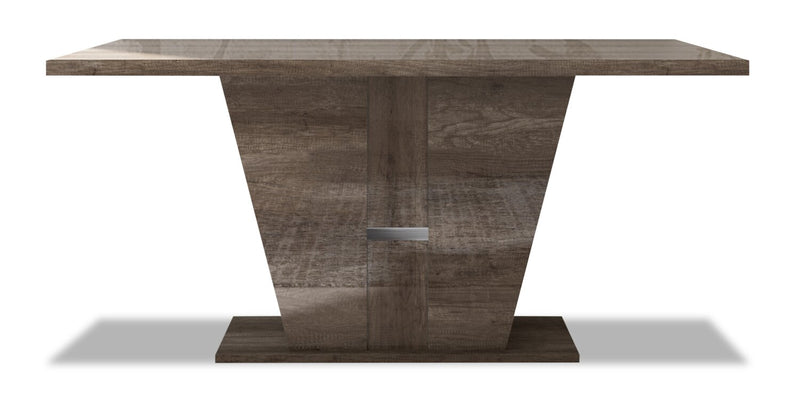 Table de salle à manger Gino avec rallonge de 63 po à 86 po (L) - fabriquée en Italie, base piédestal, moderne - brune