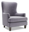 Fauteuil d’appoint à oreilles Sofa Lab personnalisable de 32 po fabriqué au Canada en tissu de velours - gris Granite Grey