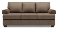 Sofa Roll de Sofa Lab de 86 po fabriqué au Canada en tissu d’apparence lin avec accoudoirs enroulés - brun Luna Praline