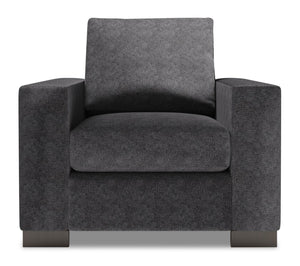 Fauteuil Track de Sofa Lab personnalisable de 38 po fabriqué au Canada en tissu de chenille - gris Luxury Charcoal