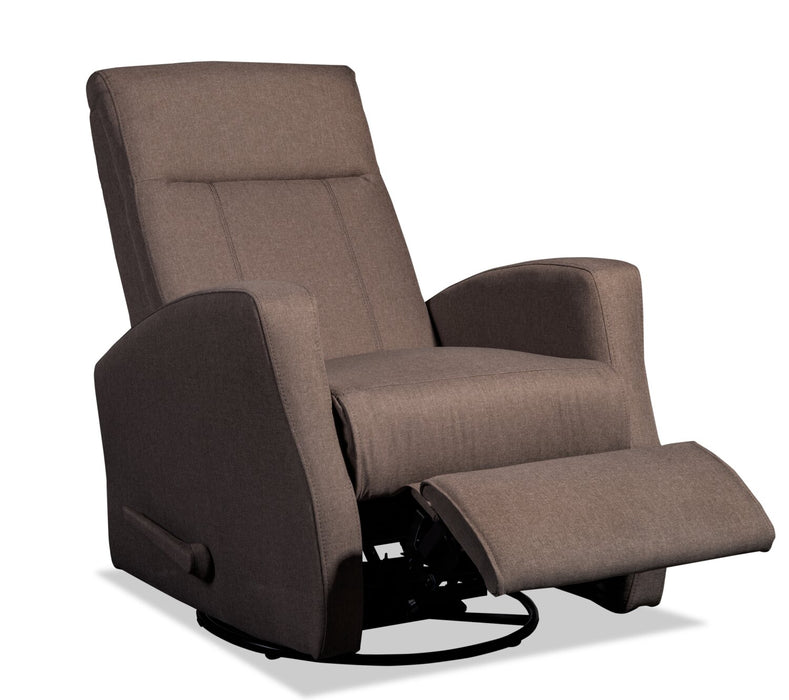 Fauteuil berçant, pivotant et inclinable Nyla de 30 po en tissu d’apparence lin - brun