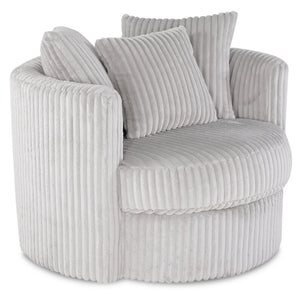Fauteuil d’appoint pivotant Cuddler Midi de 42 po fabriqué au Canada en tissu de chenille - gris Groove Mist