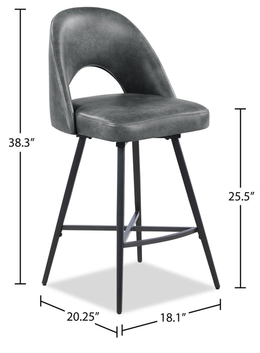 Tabouret Bay de Kort & Co. de hauteur comptoir en tissu de cuir végétalien et en métal avec siège pivotant - anthracite