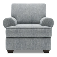Fauteuil Roll de Sofa Lab de 42 po fabriqué au Canada en tissu d’apparence lin avec accoudoirs enroulés - gris Luna Pewter