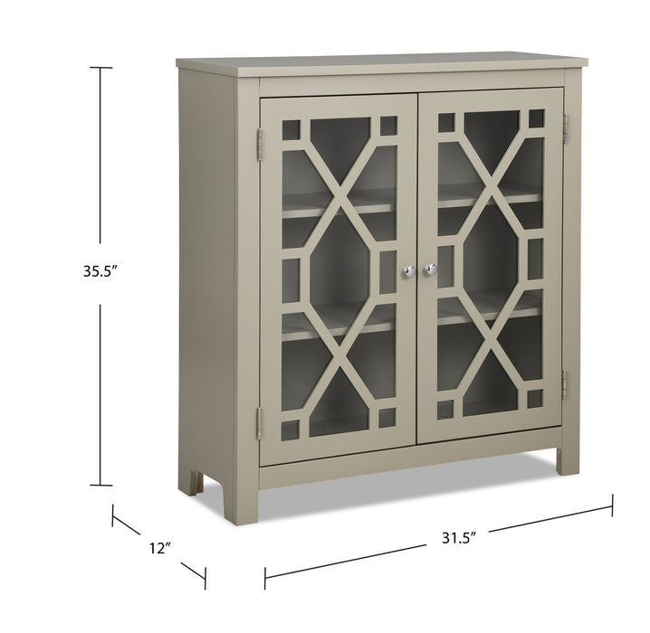 Armoire décorative Clary de 31,5 po avec portes en verre - grise
