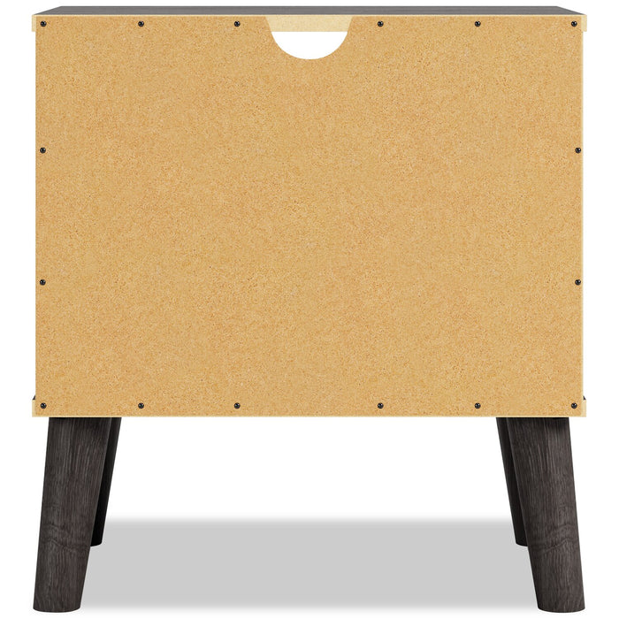 Table de nuit moderne du milieu du 20e siècle Wolf de 23,7 po (L) x 21,9 po (H) à 1 tiroir - deux teintes, brun et naturel