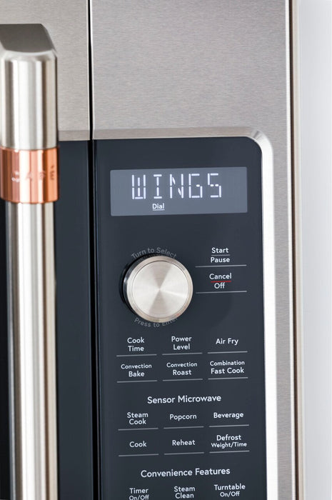 Four à micro-ondes à hotte intégrée Café de 1,7 pi³ avec convection et friture à air - acier inoxydable - CVM517P2RS1