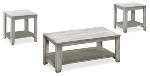 Ensemble 3 tables traditionnelles Lincoln de 42 po (table à café et 2 tables de bout) avec tablette - gris