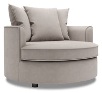 Fauteuil d’appoint enveloppant Sofa Lab de 48 po fabriqué au Canada en tissu d’apparence lin - gris Pax Slate