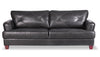 Sofa Vita de Château d’Ax de 87 po en cuir 100 % véritable avec coutures à motif de diamant et pattes en bois - gris anthracite