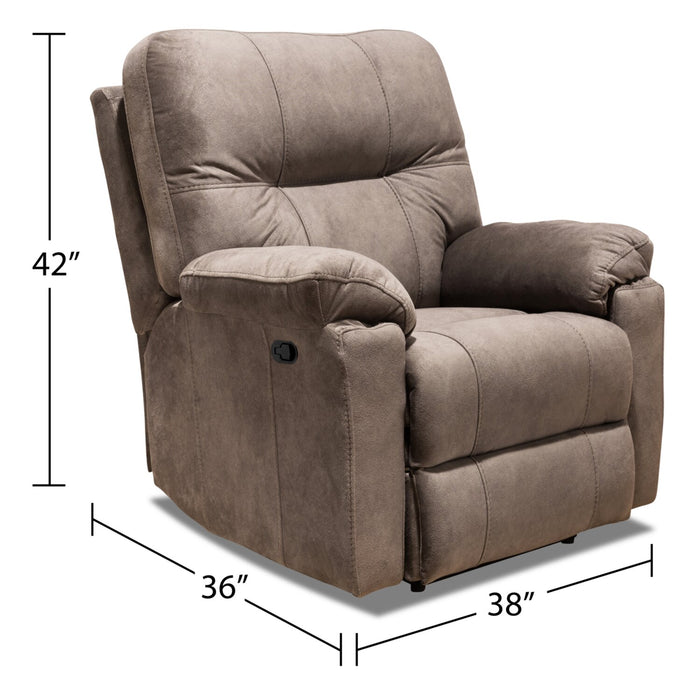 Fauteuil coulissant inclinable Gybson de 38 po fabriqué au Canada en tissu - brun latté
