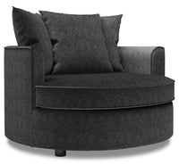 Fauteuil d’appoint enveloppant Sofa Lab de 48 po fabriqué au Canada en tissu de chenille - gris Luxury Charcoal