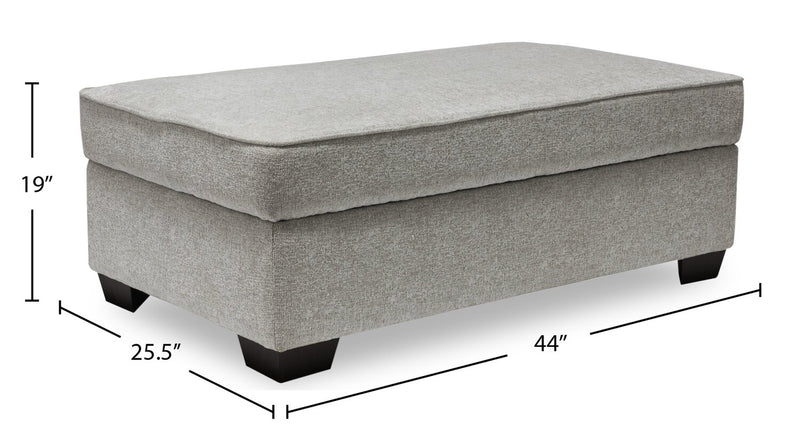 Pouf de rangement Verona de 44 po fabriqué au Canada en tissu d’apparence lin - beige