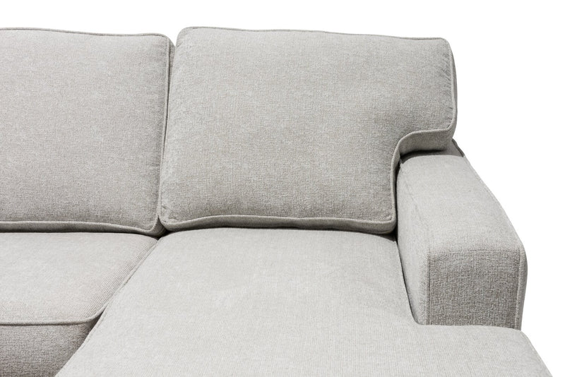 Sofa sectionnel de droite Verona 2 pièces fabriqué au Canada en tissu d’apparence lin avec coussins amovibles - beige