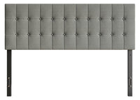 Tête de lit rembourrée Ellis en tissu gris avec capitonnage à boutons - format grand lit