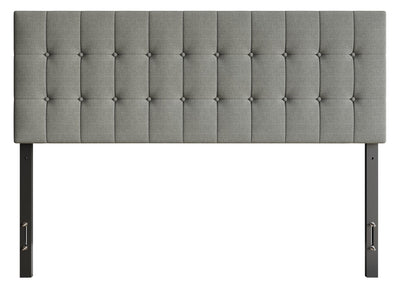 Ellis Upholstered Headboard in Grey Fabric, Button Tufted - Queen Size | Tête de lit rembourrée Ellis en tissu gris avec capitonnage à boutons - format grand lit