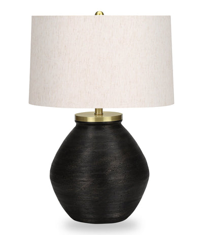 25" Black Concrete with Gold Accent Table Lamp|Lampe de table de 25 po béton noir avec touches dorées