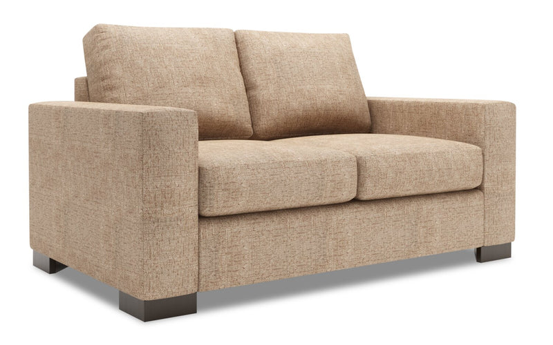 Causeuse personnalisable Track de Sofa Lab de 62 po fabriquée au Canada en tissu d’apparence lin avec accoudoirs rectilignes - taupe Luxury Taupe