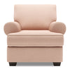Fauteuil Roll de Sofa Lab personnalisable de 42 po fabriqué au Canada en tissu d’apparence lin avec accoudoirs enroulés - rose Pax Rose