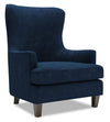 Fauteuil d’appoint à oreilles Sofa Lab personnalisable de 32 po fabriqué au Canada en tissu de velours - bleu Royal Blue