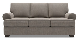 Sofa-lit personnalisable Roll de Sofa Lab de 86 po fabriqué au Canada en tissu d’apparence lin avec accoudoirs enroulés - gris Luna Smoke