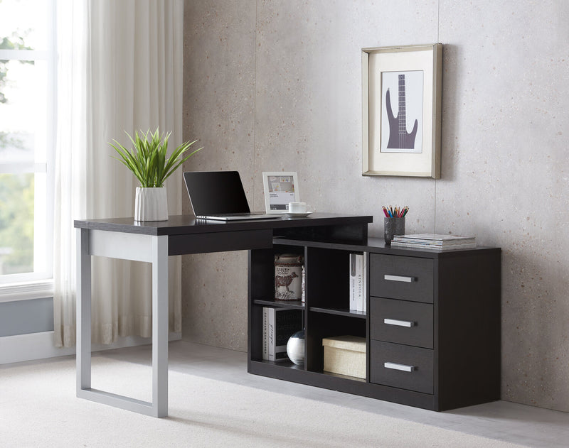 Bureau en coin réversible Owen de 55 po à 4 tiroirs et compartiments - espresso