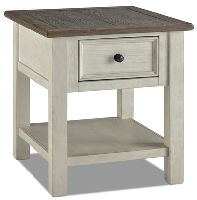 Colby End Table - Rustic style End Table in Weathered oak and antique white