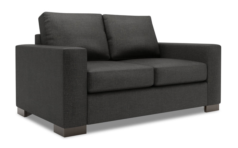 Causeuse personnalisable Track de Sofa Lab de 62 po fabriquée au Canada en tissu d’apparence lin avec accoudoirs rectilignes - gris Luna Kohl