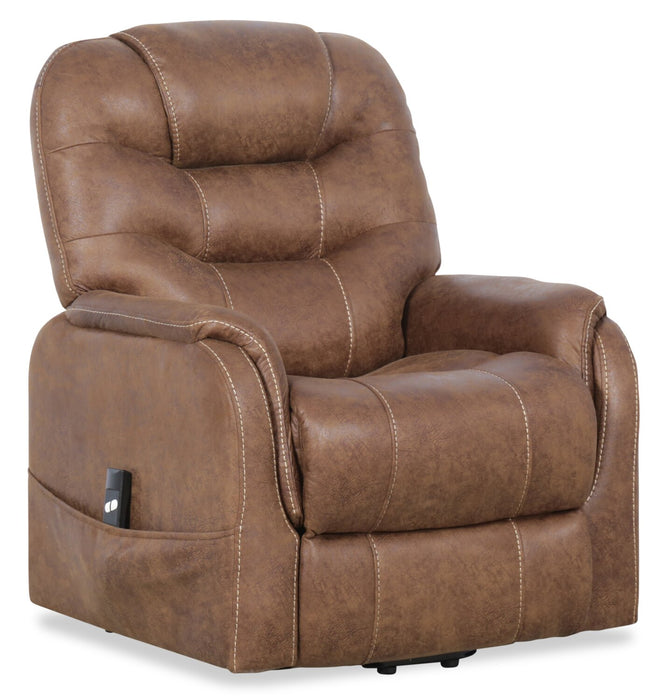 Fauteuil basculeur à inclinaison électrique Landon de 34 po en microfibre - brun