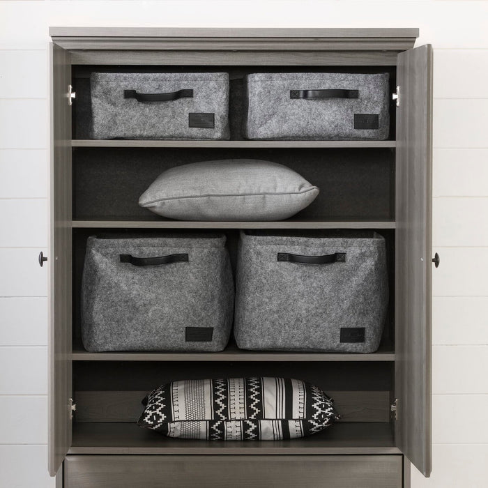 Commode verticale Holt de 33,75 po (L) x 63,5 po (H) à 2 tiroirs avec armoire de rangement pour la chambre à coucher, fabriquée au Canada - gris-brun