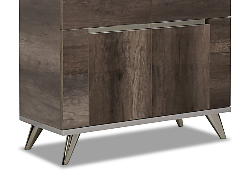 Armoire vitrée de salle à manger Gino avec rangement et tablettes d'exposition en verre - fabriquée en Italie, moderne, 42 po (L) - brune