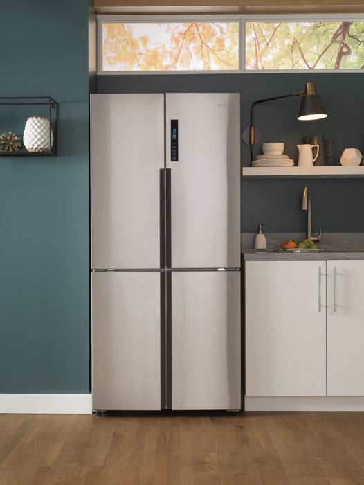 Réfrigérateur Haier de 16,4 pi³ et de 33 po à 4 portes - acier inoxydable résistant aux traces de doigts - QHE16HYPFS
