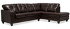 Sofa sectionnel de droite Addison 2 pièces fabriqué au Canada en tissu d’apparence cuir avec coussins de siège amovibles - brun